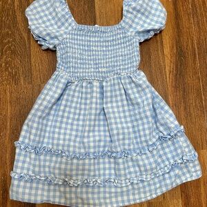Baby Blue Gingham Kids Casual Dress
